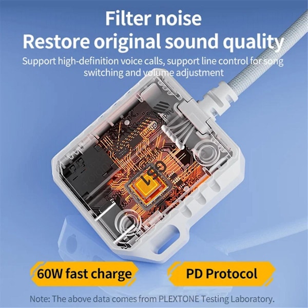 XJ-Gs1 2-i-1 Hovedtelefon Konverter Type-c Interface Understøtter 60w Hurtig Opladning Til Mobiltelefoner Og T