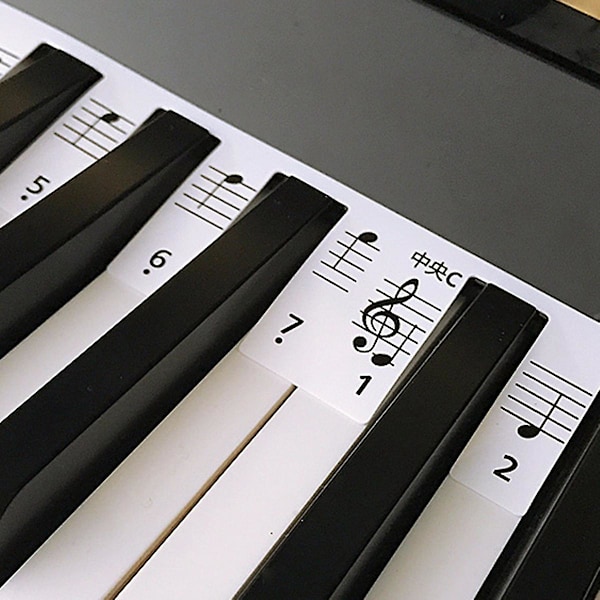 XJ-Piano Noteguide for nybegynnere, avtakbare notelapper for piano keyboard 61 tangenter i full størrelse, trenger ikke å limes