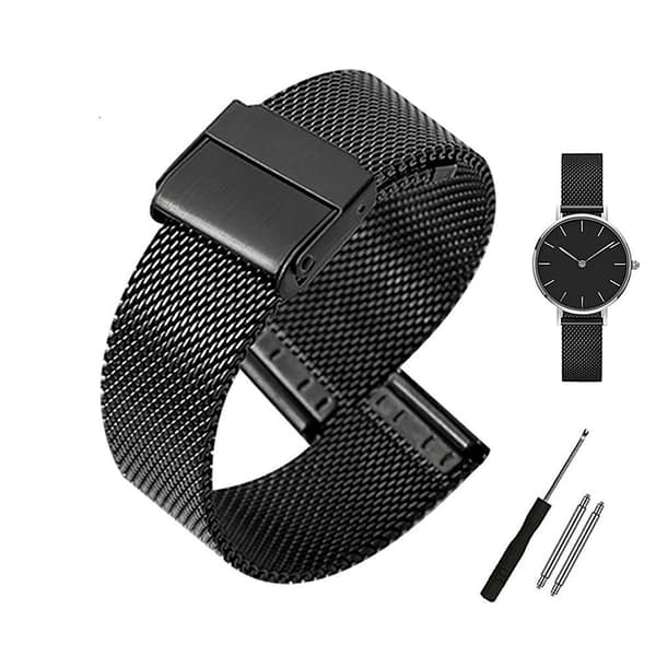 Urrem mesh - Sort eller Sølv 20 mm Sort Black Svart