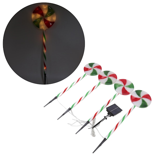 XJ-Solcelle Lollipop-lamper IP65 Vanntette 8 moduser 1 for 4 Dekorative LED Jul Stake Lampe for Hage Gangvei Gård (ZYH)