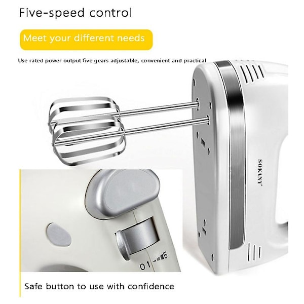 XJ-Sokany Elektrisk Äggvisp Automatisk Handmixer Blender EU-kontakt
