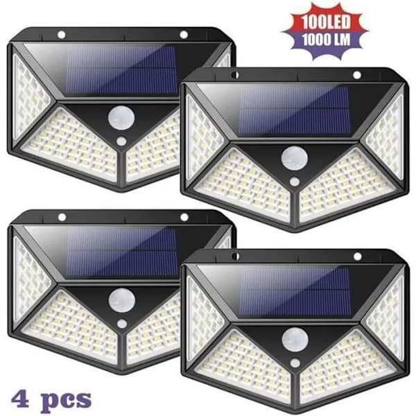 Pakke med 100 LED 2200mAh Udendørs Solcellelampe 3 Tilstande - AUDBURN - Sort - Bevægelsessensor