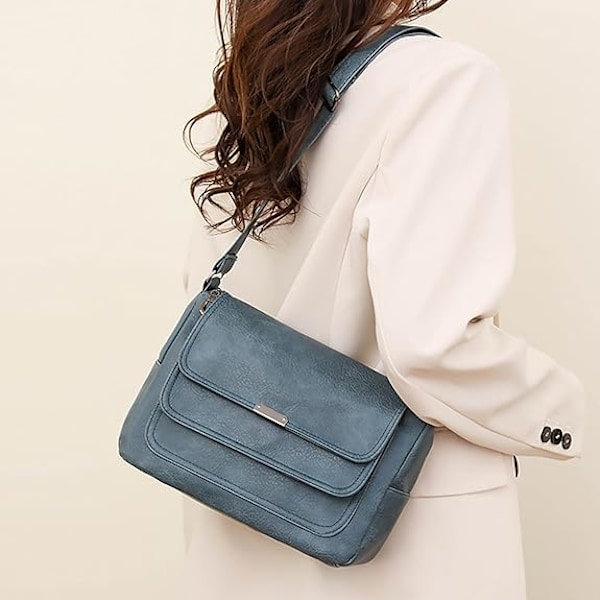 XJ-Dame Crossbody Tasker, PU Læder Messenger Taske med Justerbar Rem, Vandtæt Håndtaske til Rejser, Shopping, Arbejde, Daglig Br