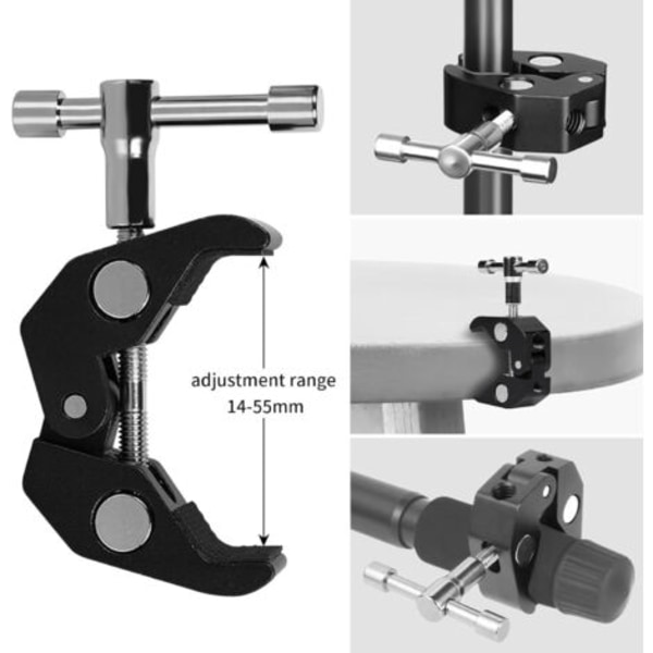 Starlink Mini Fäste, Starlink Stolpfäste, Justerbart Starlink Mini Fäste med Kompatibel Adapter, Starlink Monteringssats för Husbil, Stege, Båt (Svart)