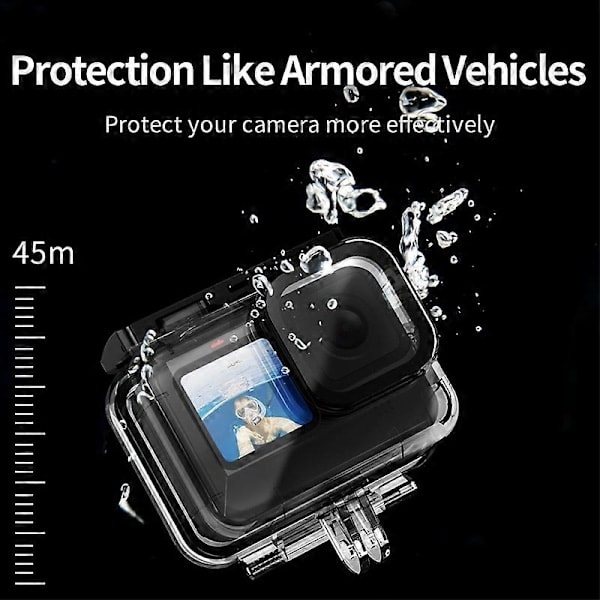 Til GoPro Hero 12/11/10/9 Sportskamera Undervands 45m Vandtæt Hus med 3 Filtre