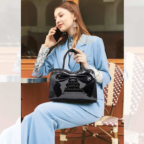 XJ-Små Handväskor för Kvinnor, Dam Crossbody Väskor, Vattentätt PU-Läder Axelväska, Lackläderväska, Party Clutch Väskor, Svart