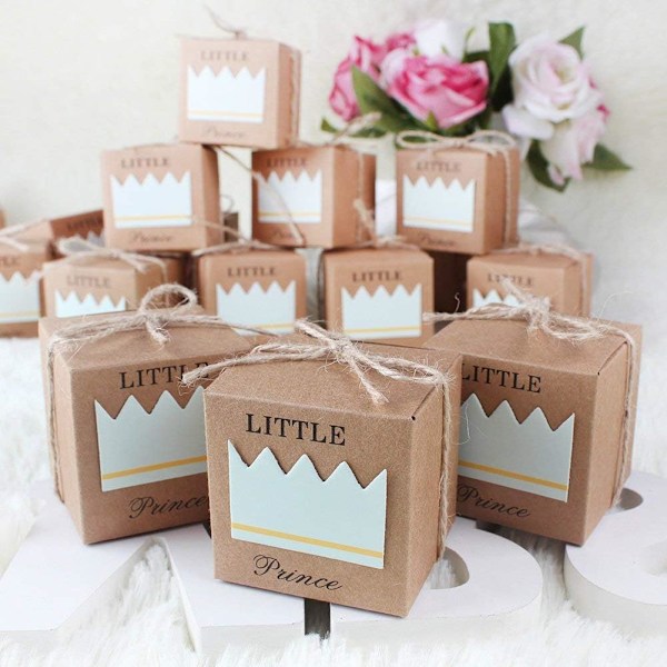 XJ-50 stykker godteribokser Søtsaker Bursdag Sjokolade Baby Shower Favor Bokser Kraftpapir Godteriboks Gaveeske Emballasjeeske