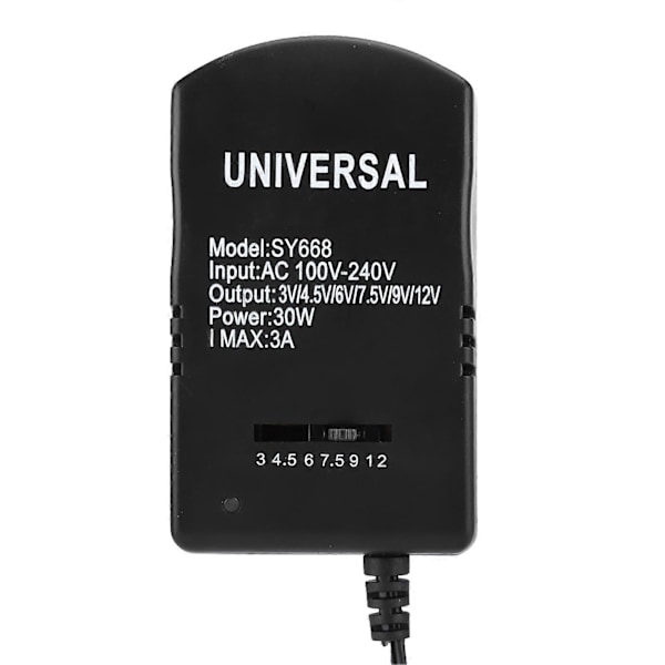 XJ-Universal 30W 3V-12V Justerbar Spændingsstrømadapter Med 6 Stik (EU-stik 100-240V)