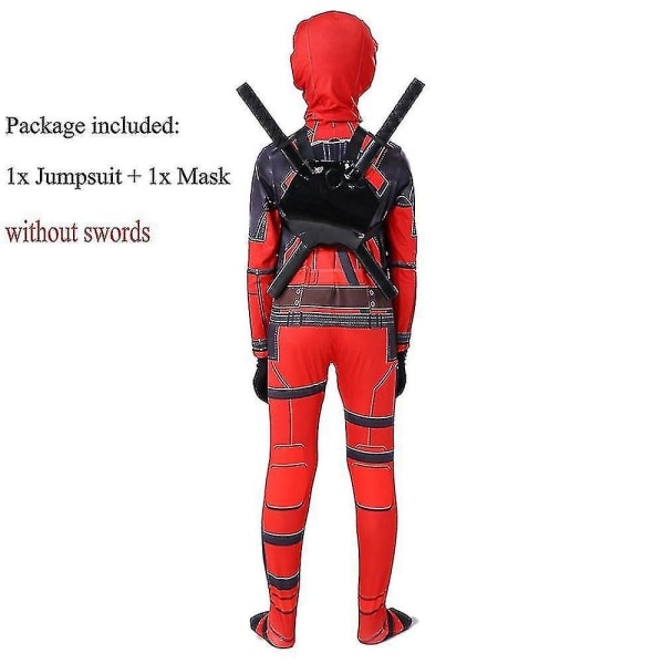 Barns Deadpool Superhjälte Halloween Party Cosplay Kostym 120cm 100cm 100cm