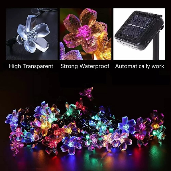 XJ-7M 50 LED Kirsebærblomst Solcelle Lysstreng Have Fairy Lys