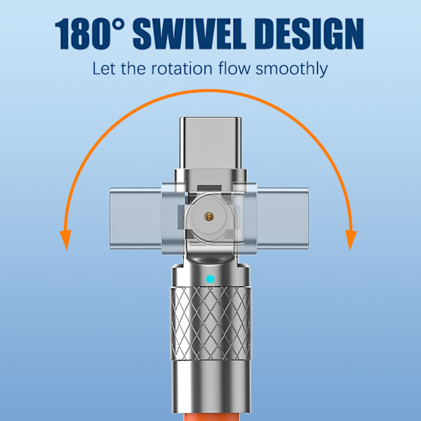 120W 6A 180 Graders Rotation Supersnabbladdnings Datakabel Typ-C Blå Type-C[1.5m]