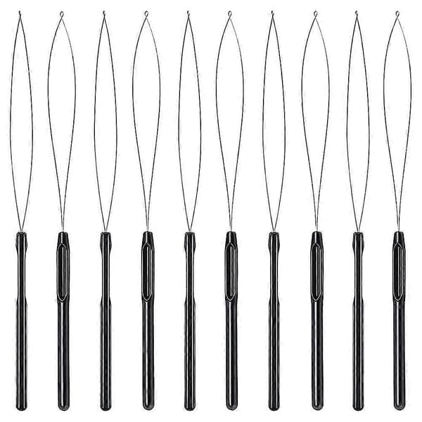 10 Pcs Hair Extension Loop - Threader Hook Tool and Bead Tool - For Hair Extension