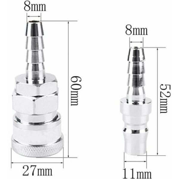 Snabbkoppling för tryckluft, luftslang, kopplingsanslutning, pneumatisk kompressorfitting, RTGPT pneumatisk snabbkoppling (2 par SH20+PH20)