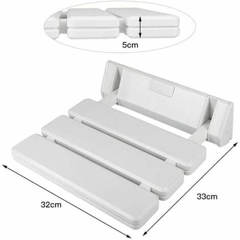 Väggmonterad Fällbar Duschstol - 130kg Lastkapacitet - Fällbar Duschstol - Fällbar Badrumspall - Vit Väggmonterad Fällbar Pall.