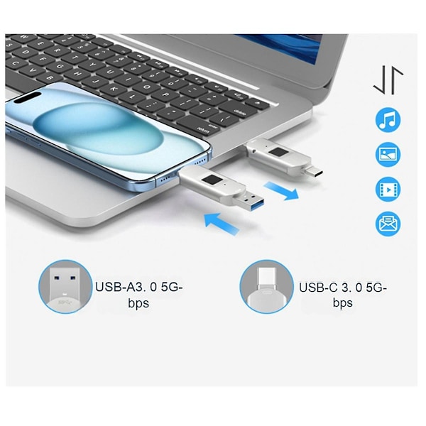 XJ-Krypteret USB-disk Egnet Til Type-c Fingeraftryksgenkendelse Mobiltelefon Og Computer 3-i-1