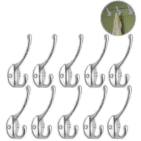 10-pack Kraftiga Retro Rustika Dubbla Väggmonterade Klädkrokar