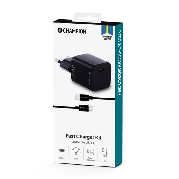 XJ-Lader 30W + USB-C Kabel Svart