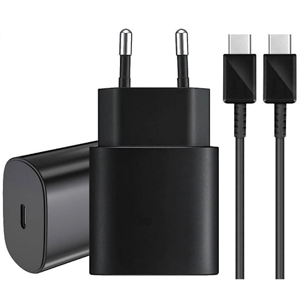 XJ-Samsung Lader 20W Vegglader Strømadapter + 1M Kabel Svart