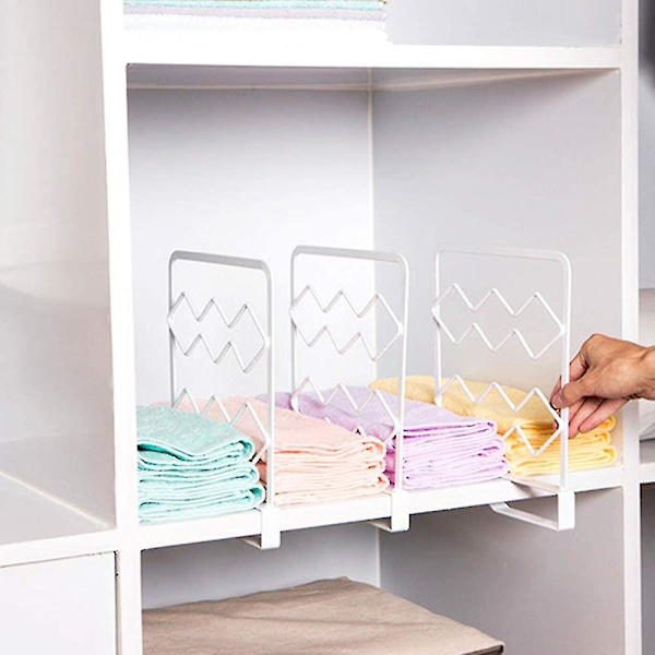 Shelf Divider Cabinet Organization System White 4-Piece Multifunctional