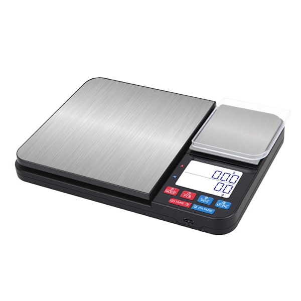 XJ-INF Digital köksvåg med dubbla vågplattor 10 kg/1 g och 500 g/0,01 g