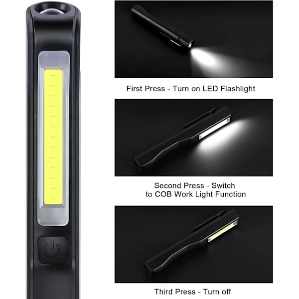 XJ-LED-lommelykt Inspeksjonslampe, 2 stk Oppladbare Arbeidslamper, 3W LED