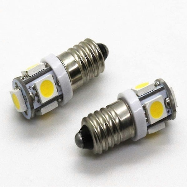 10-pack E10 9V Kallvit 5smd 5W LED-lampor (Kallvit, 9V)