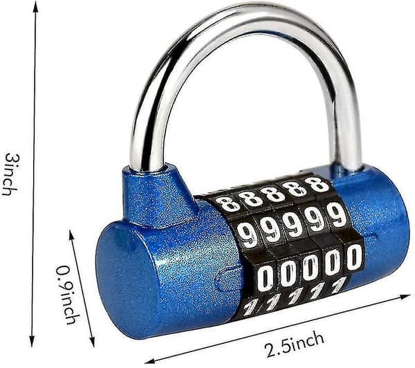 5-digit combination lock, suitable for gym lockers and toolboxes (red)
