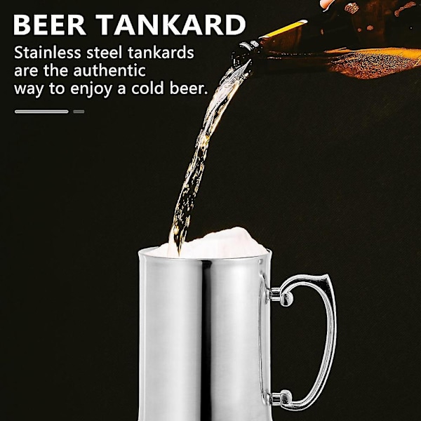 XJ-Tankard Stein Dobbeltvegg Rustfritt Stål Ølkopp Frokostmelkekrus Med Håndtak Kaffekopp 560 (YJD)