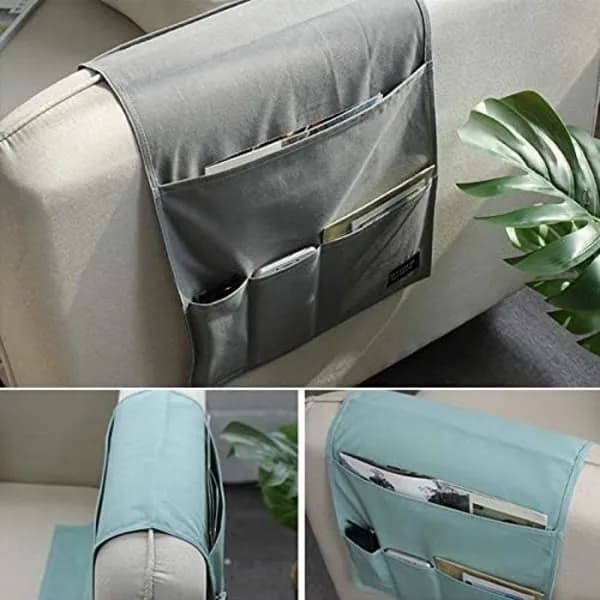 Rosa Sofa Armlene Organizer, Multifunksjonell Sammenleggbar Stoffveske