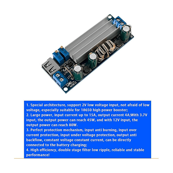 XJ-2-24v Lavspændings Dedikeret 80w Boost Modul Konstant Strøm Med Usb 18650 Lithium Batteri