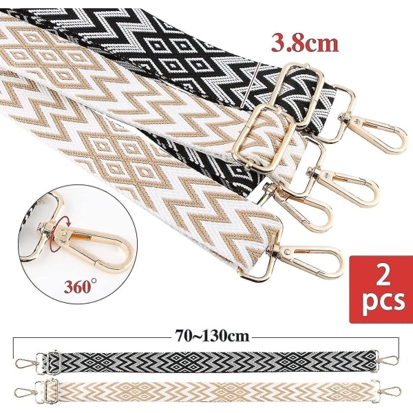 2 stk justerbar skulderrem for vesker 3,8 cm veskerem Skulderrem Bred håndveskerem svart