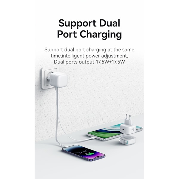 XJ-iPhone hurtigoplader kompatibel PD35W - Dual Port GaN udtrækkelig