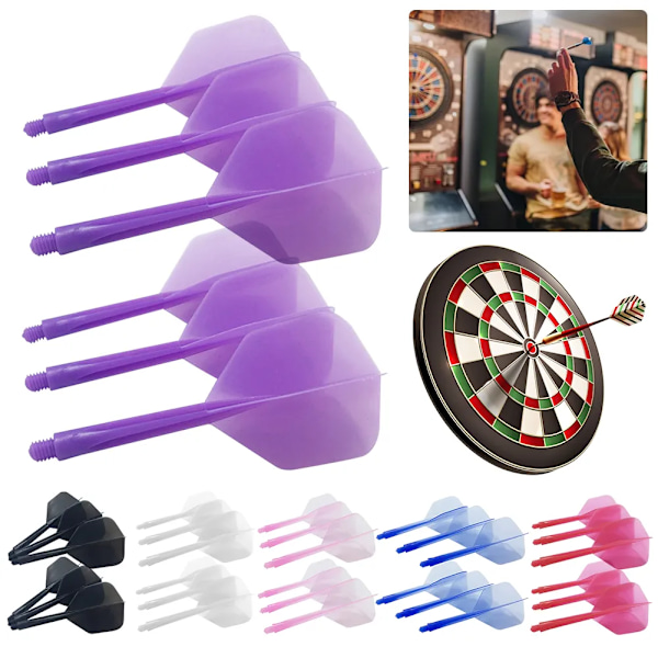 6 st Integrerade Dart Skaft och Flights Transparenta Dart Flights Skaft Plast 2BA Skruv Allt-i-ett Dart Flight Dart Tillbehör Kit