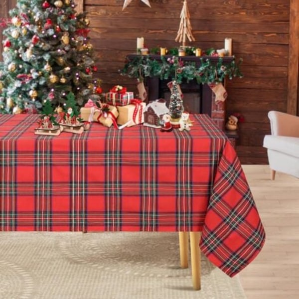 Juledug Rektangulær Ternet Dug 140 x 200 cm, Vaskbar Dug til Julehavemiddagsdekorationer, Ideel til