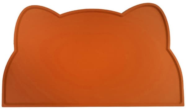 Fodermåtte til kæledyr, vandtæt silikoneskålmåtte med hævet kant, skridsikker og vaskbar, til hunde og katte, orange, 44 x 24 cm