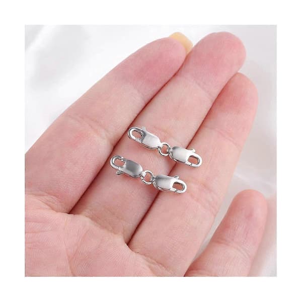 [XJ] 2 ST Dubbla Hummerlås 10mm, Sterling Silver Lås Dubbla Klolås Armband Halsband Förlängning