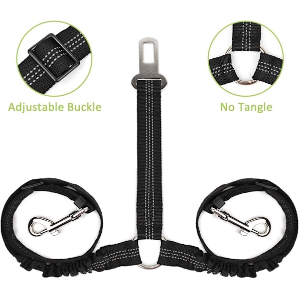 XJ-Dubbel hundkoppel justerbart med elastisk bungee