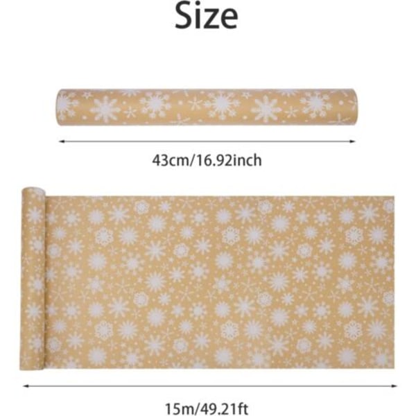 1 KPL Joulupaperi 43cmx15m Lahjapaperirulla Joulupaperi Lapsille Joululahjojen Paketointiin, Vintage Kraft Paper Lahja W