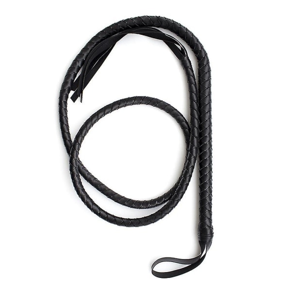 1,9 m nahkainen ja mokkanahkainen bullwhip punotulla hännällä ratsastukseen (musta)BY