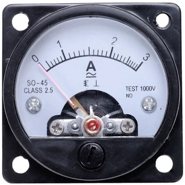 AC Rund Analog Panelmåler 0-3A Måling Amperemeter Sort
