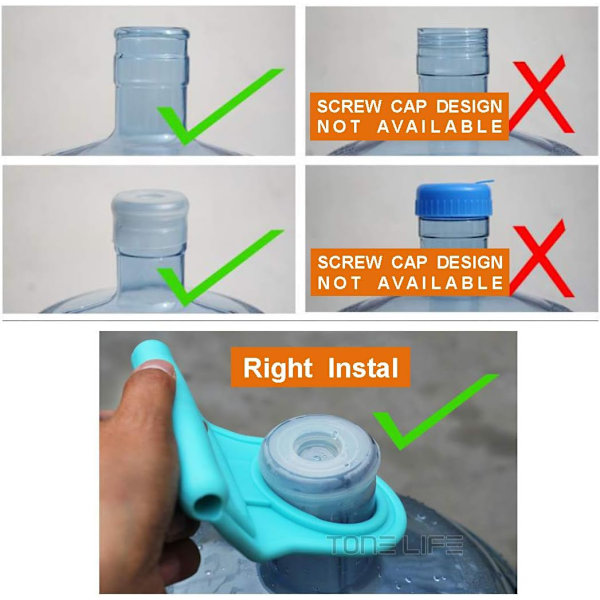 XJ-2-PACK Avansert Ergonomisk 2. generasjons 5 gallons drikkevannsflaske håndtak flaskebærer løfter
