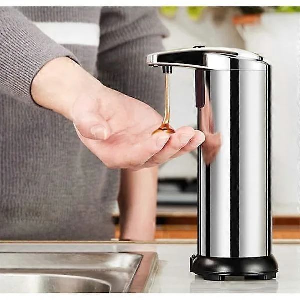 Automatisk sæbedispenser, berøringsfri sæbedispenser 250 ml rustfrit stål