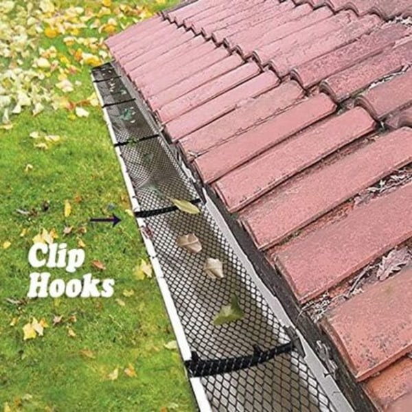 Plast Takrennerister - 4 Ruller 15cm x 6m, 60 Klips Monteringskroker, Beskyttende Netting for å Hindre Nedfallne Blader i Nedløpsrør