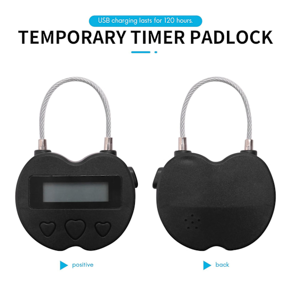 Smart Time Lock LCD-display, USB-laddningsbart tidslås, tillfällig timer-hänglås, reseelektronik