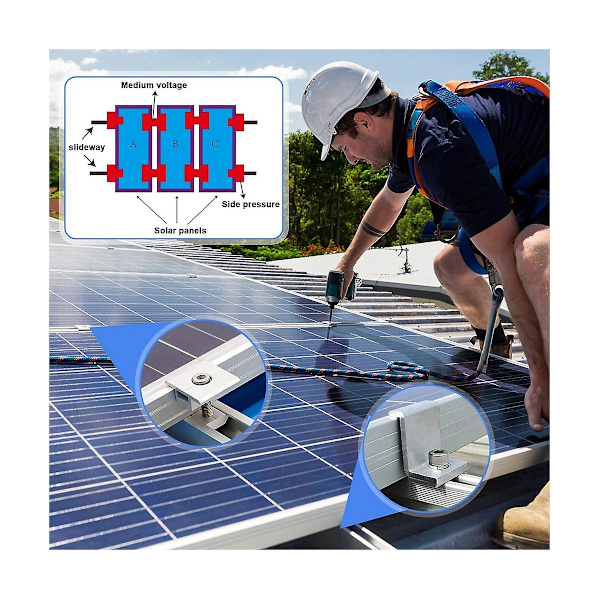 XJ-Pakke med 10 Solcellepanelbraketter Sentrumsclips 35 mm T-formet PV Modul Brakett Clip Høydejusterbar
