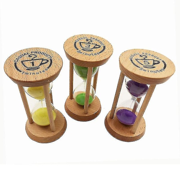 XJ-Trätimglas 30 Sekunder + 1 + 2 + 3 + 5 + 10 Minuter Timer Kreativ Gåva Studiedekoration (YJD)