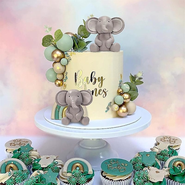 26 st Baby Elefant Pärlbollar Tårtdekorationer Baby Shower Tårtdekoration