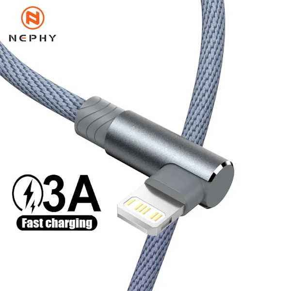 XJ-90 graders USB-ladekabel for iPhone 14 13 12 11 Xs Max Xr X 8 7 6 Plus 5 SE iPad Origin Mobiltelefon Lang Kort datakabel Blå