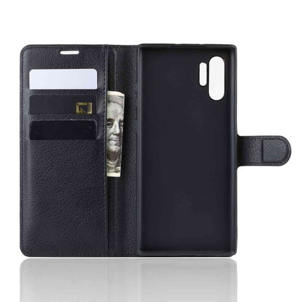 XJ-Samsung Galaxy Note 10 Lompakkokotelo Musta Nahka Kotelo