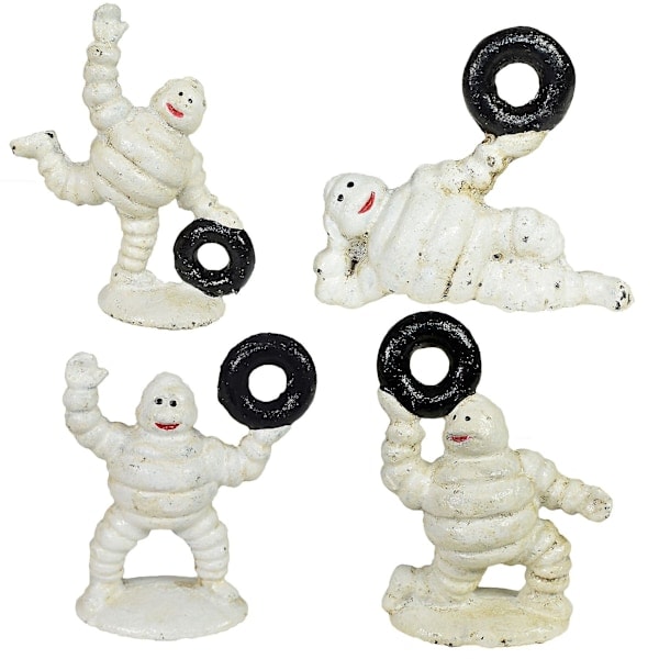6-pack Mini Michelin Man Maskot Bibendum Gjutjärnsstatyett Figuriner